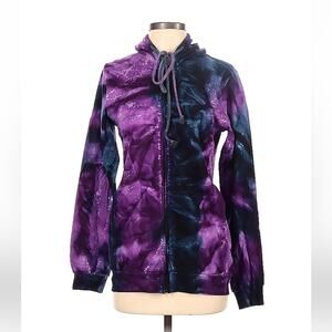 Greater Good soft cotton purple and blue tie dye hoodie, size small